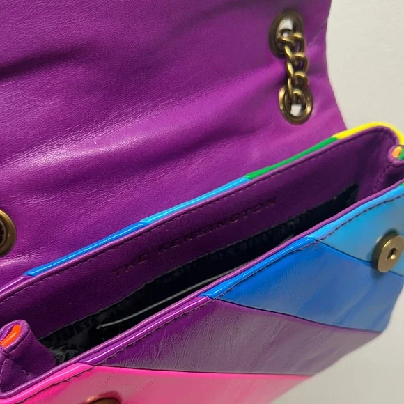 Kurt Geiger Mini Kensington Bag Purse Rainbow Striped Colorful Leather Crossbody - Picture 13 of 14